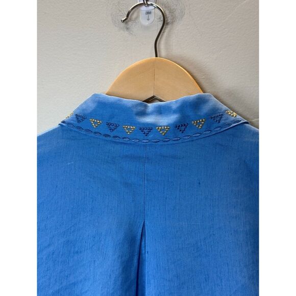 Kobi Halperin Women's Size S Blue Genevieve Embroidered Linen-Blend Blouse NWOT - Picture 7 of 9